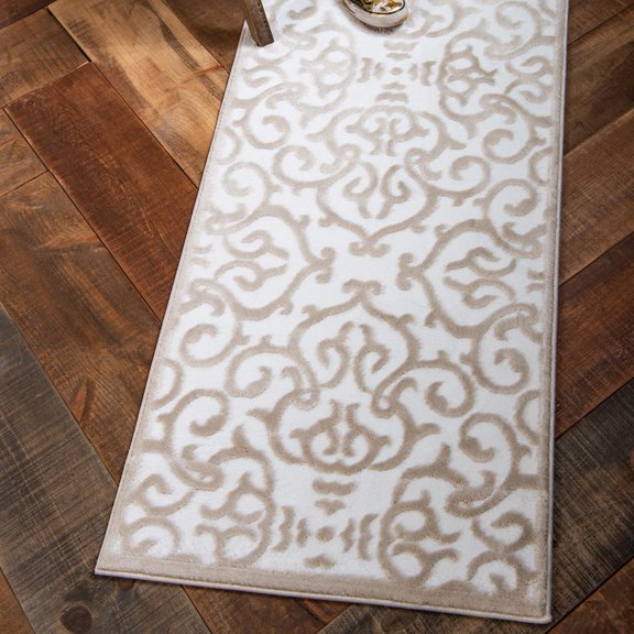 Unique Loom Rushmore Collection Area Rug - Johnson (2' x 6' 1" Runner Snow White/Beige)