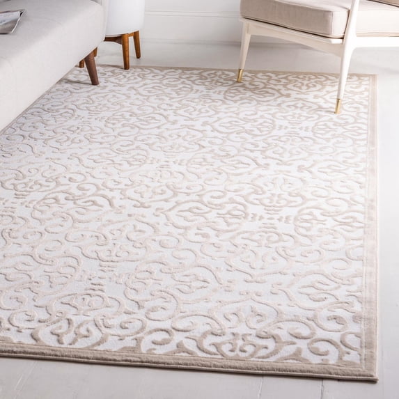 Unique Loom Rushmore Collection Area Rug - Johnson (4' 1" x 6' 1" Rectangle Snow White/Beige)