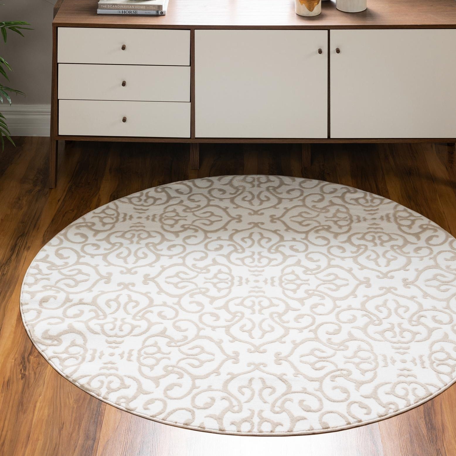 Unique Loom Rushmore Collection Area Rug - Johnson (5' Round Snow White ...