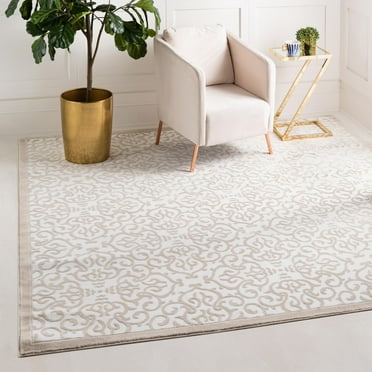 Unique Loom Rushmore Collection Area Rug - Johnson (8' Square Snow White/Beige)