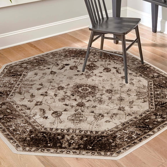 Unique Loom Rushmore Collection Area Rug - Lincoln (6' Octagon Cream/Beige)