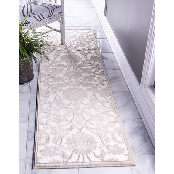 Unique Loom Rushmore Collection Area Rug - Taft (3' x 9' 10" Runner Snow White/Beige)