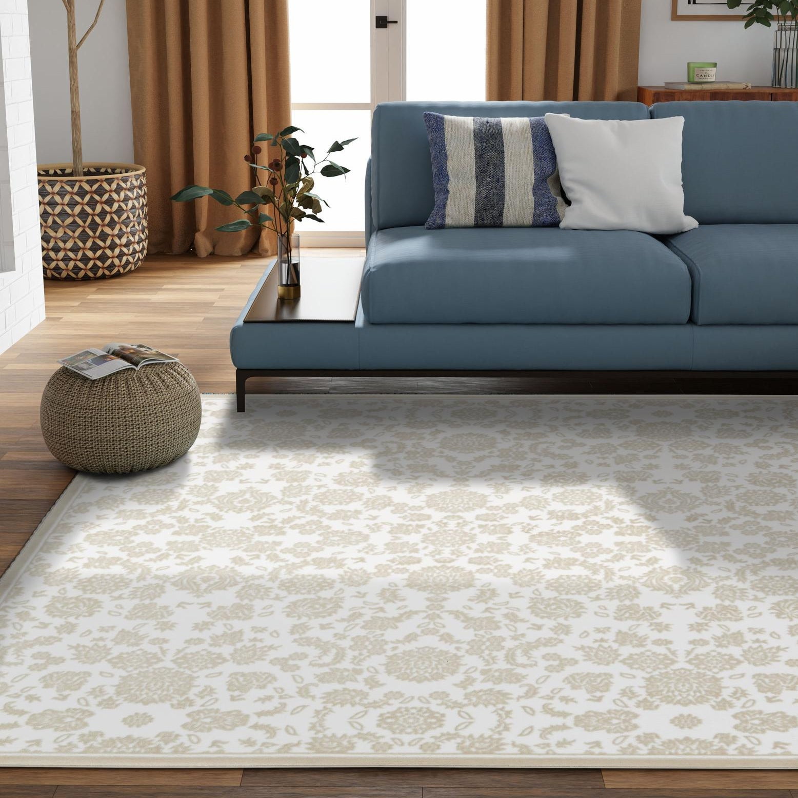 Unique Loom Rushmore Collection Area Rug - Taft (8' Square Snow White ...