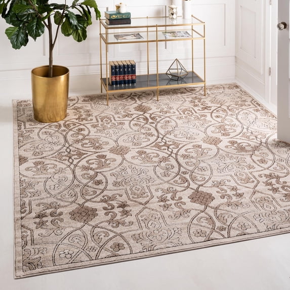 Unique Loom Rushmore Collection Area Rug - Washington (8' Square Dark Beige/Beige)