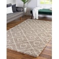 thumbnail image 1 of Unique Loom Ruth Trellis Shag Rug ,Rectangle,6' 1" x 9' 0" Light Brown Modern Trellis Living Room Bed Room Dining Room, 1 of 5