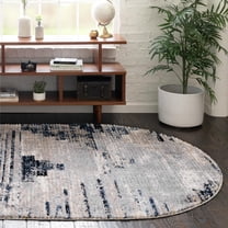 Unique Loom Tucson Collection Area Rug - Sabino (4' x 6' Oval Gray/Black)