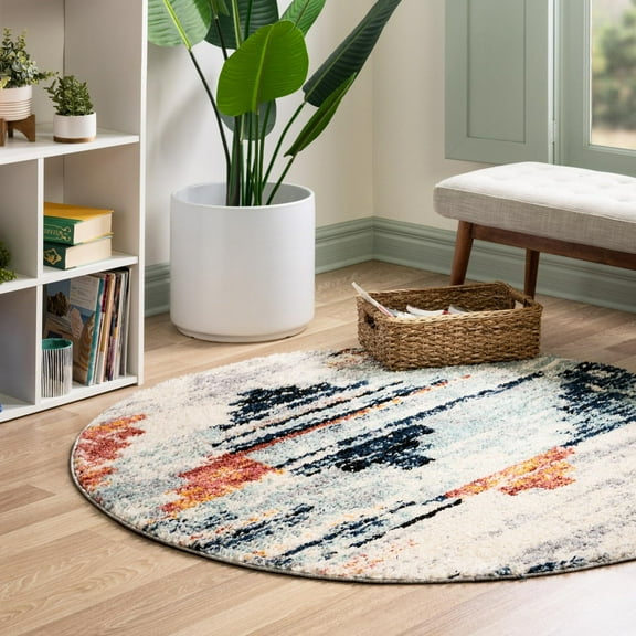 Unique Loom Tucson Collection Area Rug - Sabino (3' Round Multi/Beige)