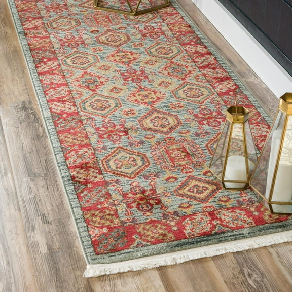 Unique Loom Sahand Collection Area Rug - Alexander (2' 7" x 7' 1" Runner Light Blue/Light Brown)