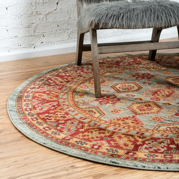 Unique Loom Sahand Collection Area Rug - Alexander (8' Round Light Blue/Light Brown)