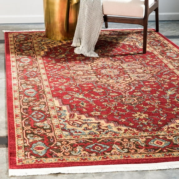 Unique Loom Sahand Collection Area Rug - Ardashir (10' 6" x 16' 5" Rectangle Red/Light Blue)