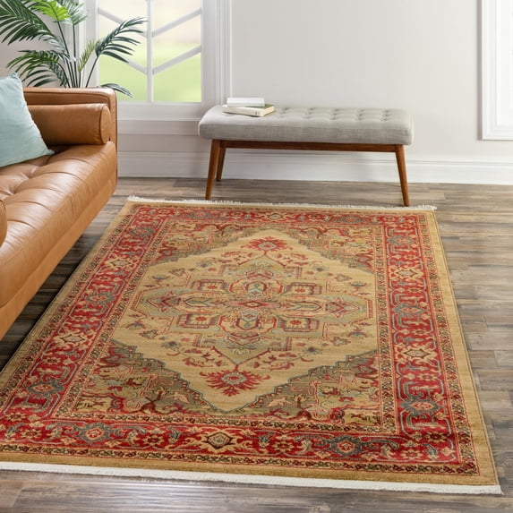 Unique Loom Sahand Collection Area Rug - Arsaces (10' 6" x 16' 5" Rectangle Tan/Light Blue)