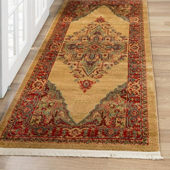 Unique Loom Sahand Collection Area Rug - Arsaces (2' 7" x 7' 1" Runner Tan/Light Blue)