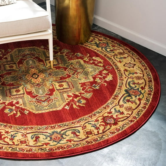 Unique Loom Sahand Collection Area Rug - Arsaces (6' 1" Round Red/Brown)