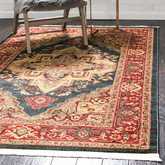 Unique Loom Sahand Collection Area Rug - Arsaces (7' 1" x 10' Rectangle Navy Blue/Gray)