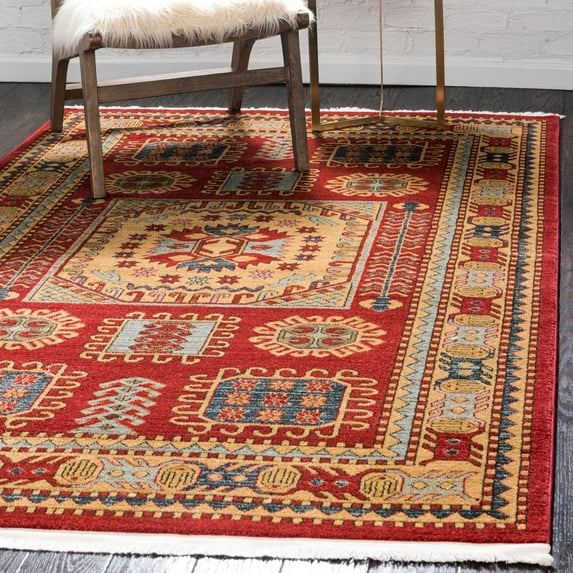 Unique Loom Sahand Collection Area Rug (9' x 12' Rectangle Red/Light Blue)