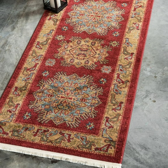 Unique Loom Sahand Collection Area Rug (2' x 6' 1" Runner Red/Cream)