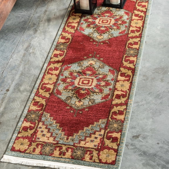 Unique Loom Sahand Collection Area Rug - Demitri (2' 7" x 10' Runner Light Blue/Cream)