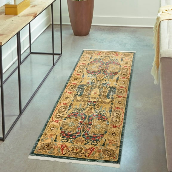 Unique Loom Sahand Collection Area Rug - Marwan (2' 7" x 7' 1" Runner Navy Blue/Light Blue)