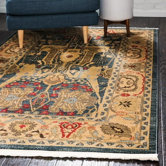 Unique Loom Sahand Collection Area Rug - Marwan (9' x 12' Rectangle Navy Blue/Light Blue)