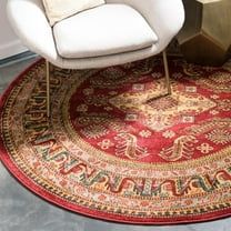 Unique Loom Sahand Collection Area Rug - Philip (6' 1" Round Red/Beige)