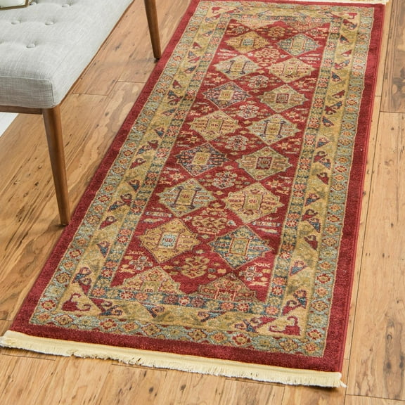 Unique Loom Sahand Collection Area Rug (2' x 6' 1" Runner Red/Blue)