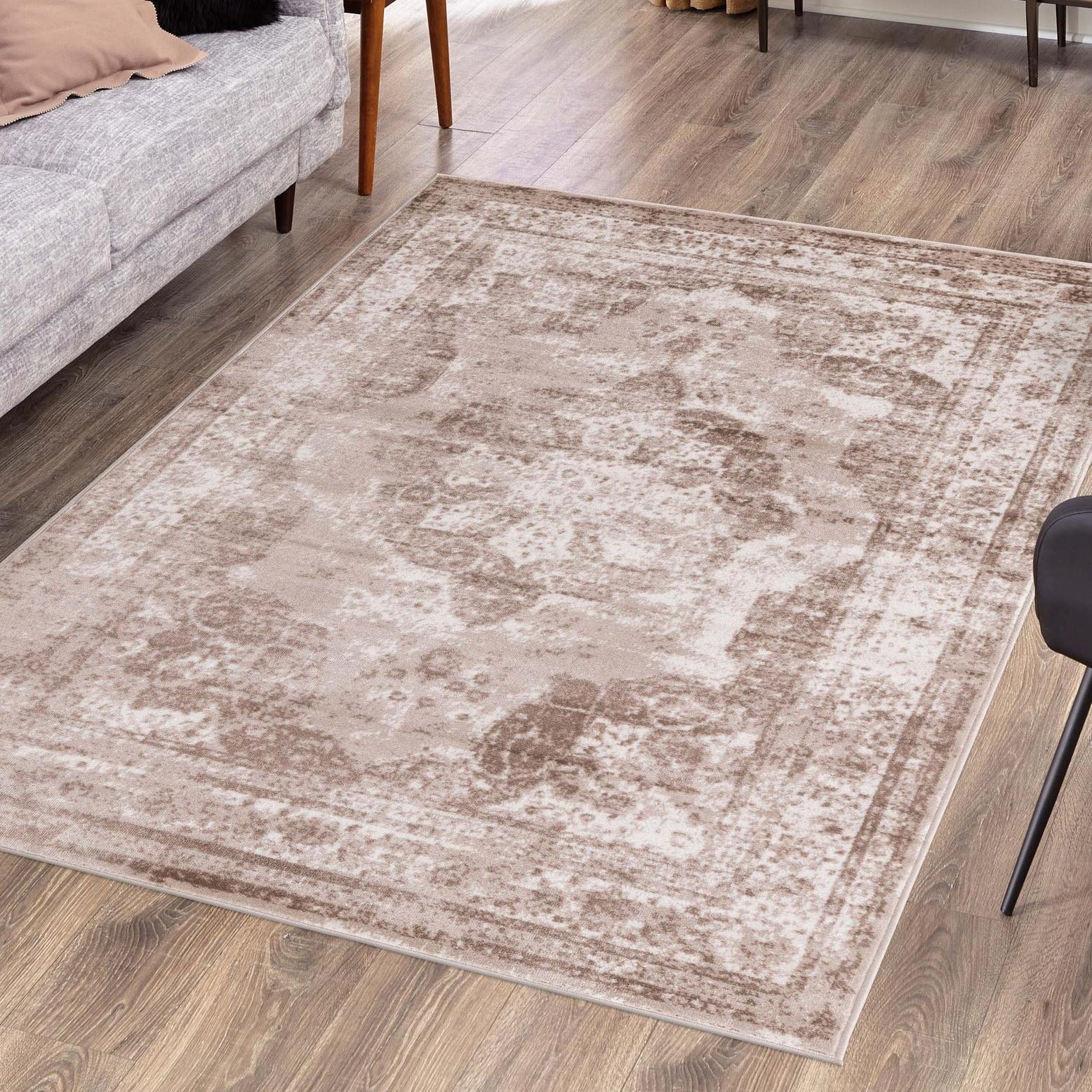 Salle Garnier Beige Rectangular Stain-Resistant Area Rug