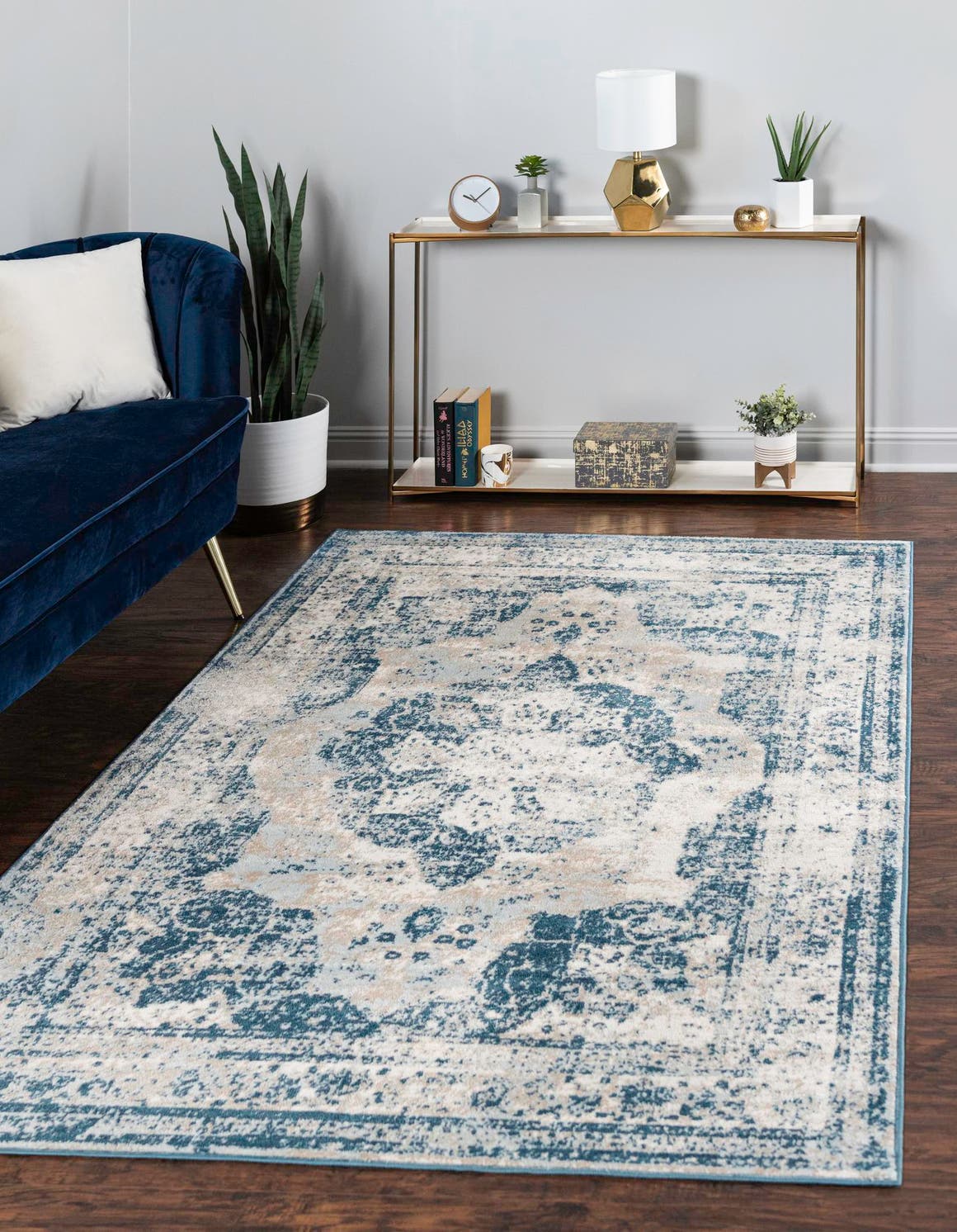 Unique Loom Salle Garnier Sofia Rug Blue/Ivory 7' 10" x 10' Rectangle Border Bohemian Perfect For Living Room Bed Room Dining Room Office - image 1 of 7