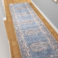 thumbnail image 1 of Unique Loom Eco Traditional Collection Area Rug - Salvage (2' 7" x 12' Runner Harbor Blue/Black), 1 of 6