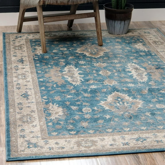 Unique Loom Salzburg Collection Area Rug (4' 1" x 6' 1" Rectangle Light Blue/Gray)