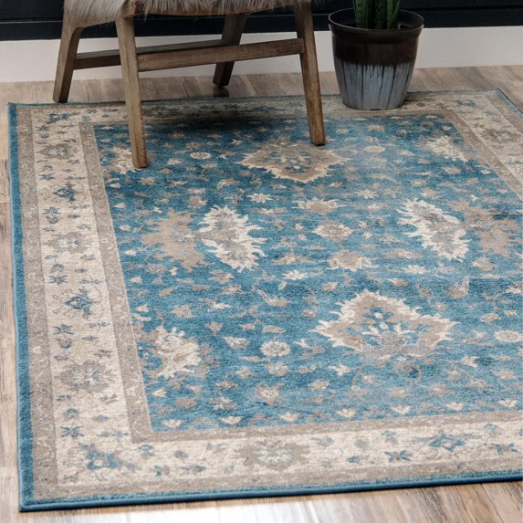 Unique Loom Salzburg Collection Area Rug (7' 1" x 10' Rectangle Light Blue/Gray)