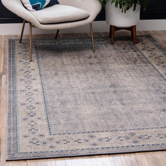 Unique Loom Salzburg Collection Area Rug - Aigen (3' 3" x 5' 3" Rectangle Gray/Ivory)
