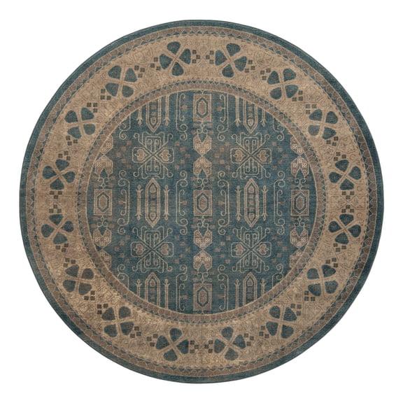 Unique Loom Salzburg Collection Area Rug - Aigen (7' 3" Round Light Blue/Gray)