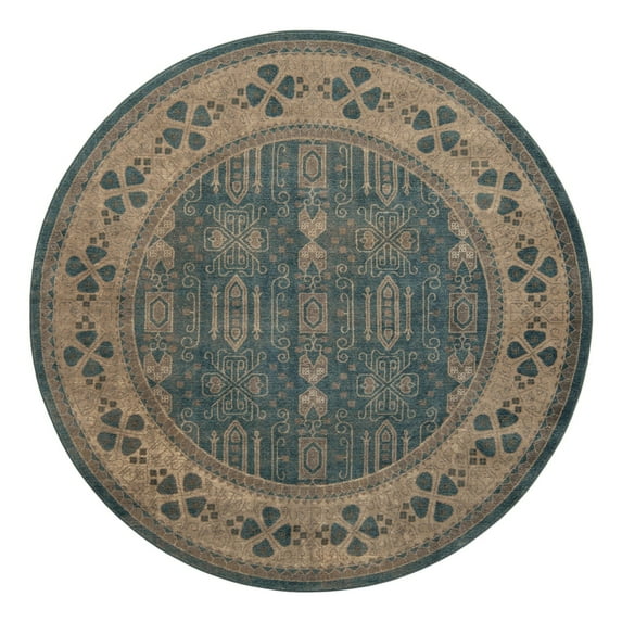 Unique Loom Salzburg Collection Area Rug - Aigen (7' 3" Round Light Blue/Gray)