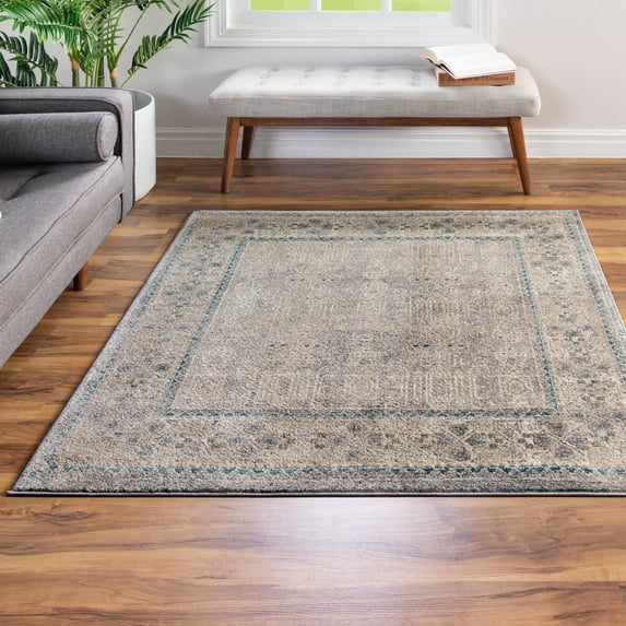 Unique Loom Salzburg Collection Area Rug - Aigen (8' Square Gray/Ivory)