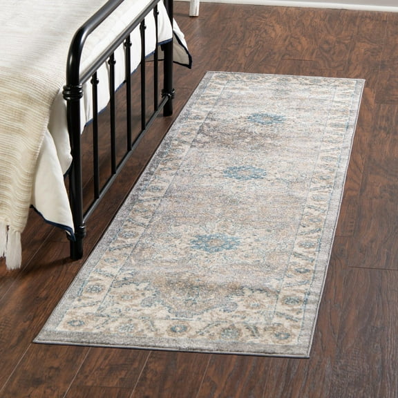 Unique Loom Salzburg Collection Area Rug - Altstadt (2' 7" x 10' Runner Gray/Cream)