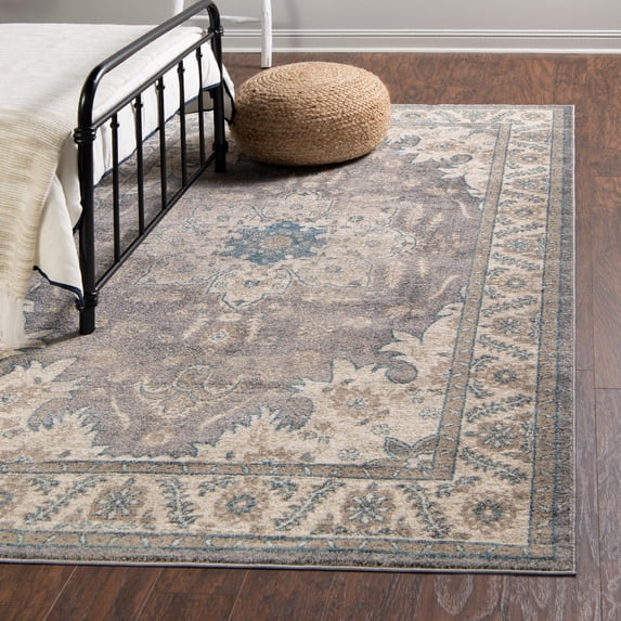 Unique Loom Salzburg Collection Area Rug - Altstadt (7' 1" x 10' Rectangle Gray/Cream)