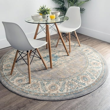 Unique Loom Salzburg Collection Area Rug - Altstadt (7' 3" Round Gray/Cream)