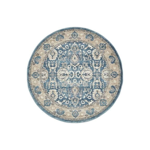 Unique Loom Salzburg Collection Area Rug - Gaisberg (4' 1" Round Light Blue/Gray)
