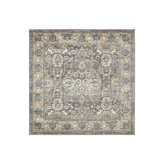 Unique Loom Salzburg Collection Area Rug - Gaisberg (4' Square Gray/Light Blue)