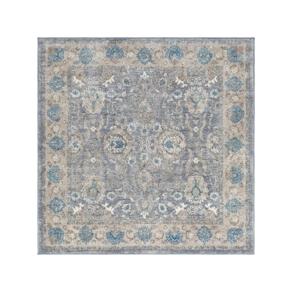 Unique Loom Salzburg Collection Area Rug - Gaisberg (5' 1" Square Gray/Light Blue)