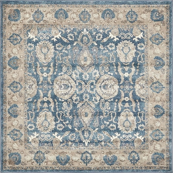 Unique Loom Salzburg Collection Area Rug - Gaisberg (5' Square Light Blue/Gray)