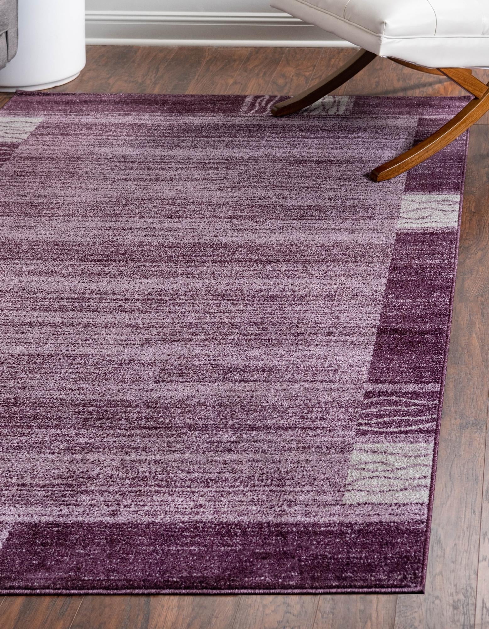 Violet Geometric Synthetic 4' x 6' Rectangular Area Rug