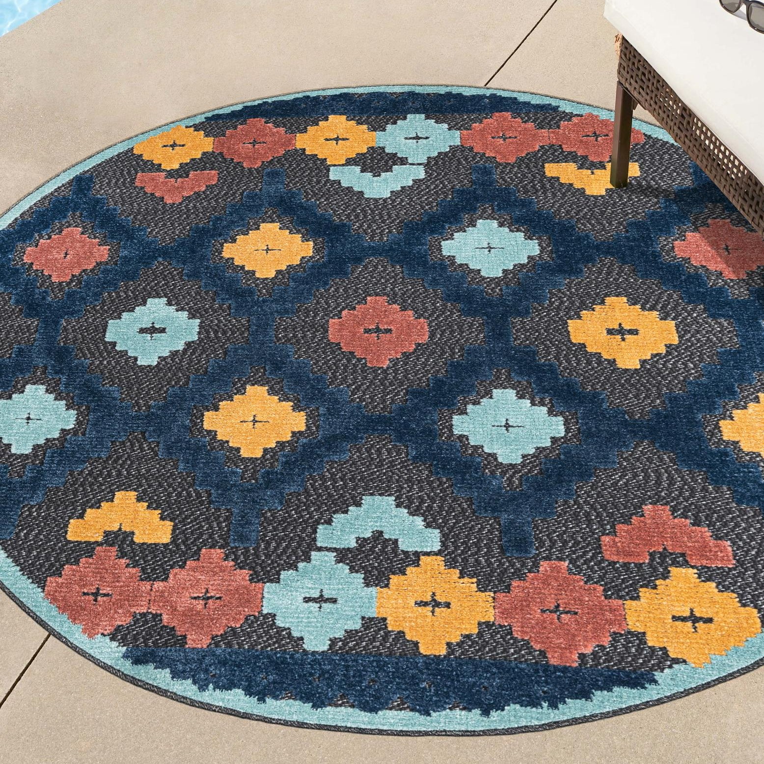 Unique Loom Tappeto Esterno Belize - Sarstoon Quadrato 2,8m, Avorio/Azzurro - Foto 2