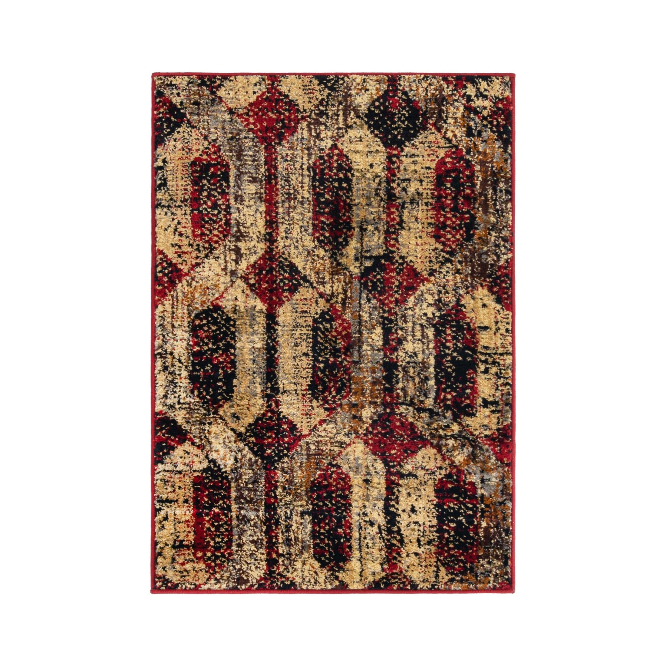Burgundy Geometric Synthetic Rectangular Area Rug 2' x 3'