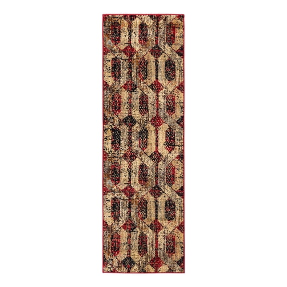 Unique Loom Saturn Collection Area Rug - Astra (2' 2" x 7' Runner Burgundy/Beige)