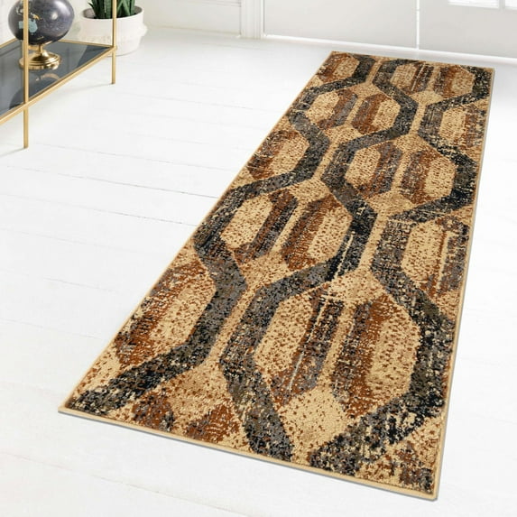 Unique Loom Saturn Collection Area Rug - Astra (2' 2" x 9' Runner Beige Cream/Cream)