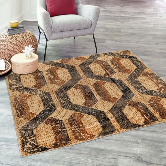 Unique Loom Saturn Collection Area Rug - Astra (5' 3" Square Beige Cream/Cream)