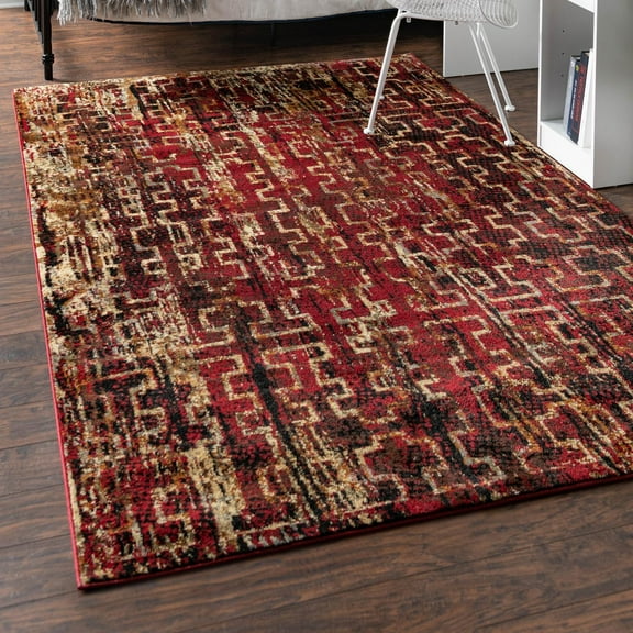 Unique Loom Saturn Collection Area Rug - Aura (2' 2" x 3' 1" Rectangle Burgundy/Cream)