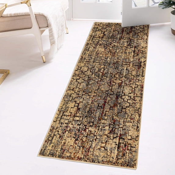 Unique Loom Saturn Collection Area Rug - Aura (2' 2" x 5' Runner Beige Cream/Beige)