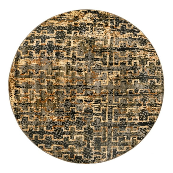 Unique Loom Saturn Collection Area Rug - Aura (5' 3" Round Blue/Beige)